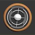 3D Rendered Object With Orange Outer Ring Central Silver Sphere And Reflection On Black Background
