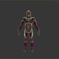 Futuristic Armored Sci Fi Character With Black Silver Armor Red Accents