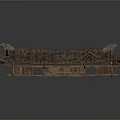 Ancient Chinese Architecture With Classic Tile Roof And Wooden Overhanging Eaves Structure