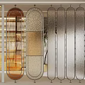 Modern Decorative Partition With Glass Panels And Metal Frames For Interior 3d model