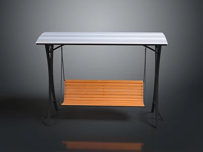 Modern Swing Chair With Wooden Seat Metal Frame And White Top 3d model