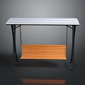Modern Swing Chair With Wooden Seat Metal Frame And White Top