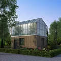 Detached Villa With Glass Roof And Wooden Exterior Surrounded By Greenery And Trees