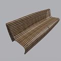 Modern Wooden Slatted Landscape Bench With Curved Design For Outdoor Spaces