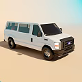 White Ford Commercial Van With Side Windows And Black Front Grille