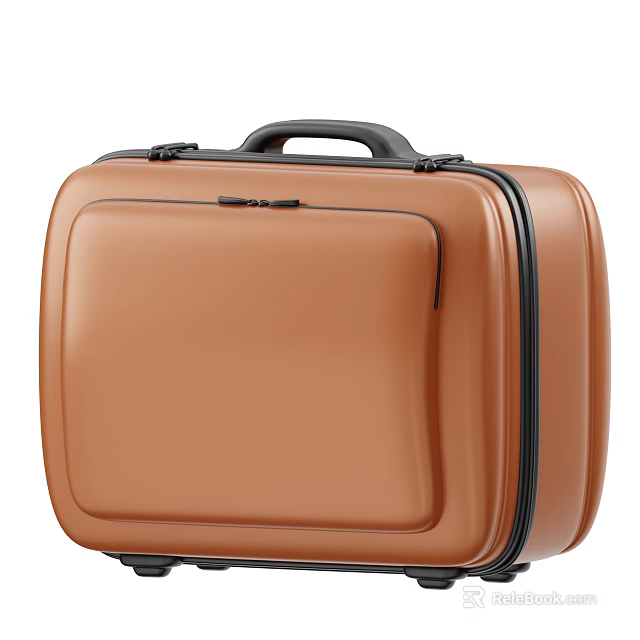 Brown Hard Shell Suitcase with Black Handle and Smooth Rolling Wheels for Travel 3d model 