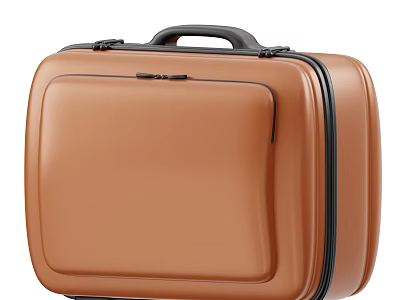 Brown Hard Shell Suitcase with Black Handle and Smooth Rolling Wheels for Travel 3d model