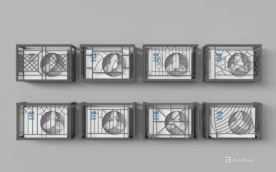 Various Fence Design Structures With Different Grid Patterns And Layout Diagrams 3d model