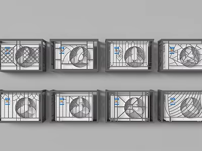 Various Fence Design Structures With Different Grid Patterns And Layout Diagrams 3d model