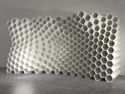 Modern White Hexagonal Honeycomb Decorative Wall with Geometric Pattern and 3D Effect 3d model