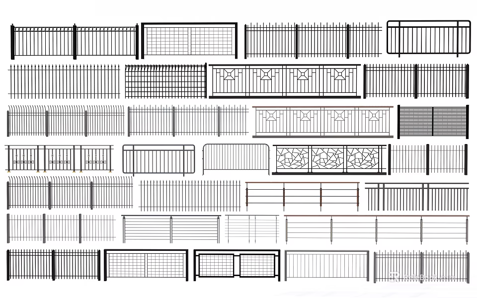 Different Railing Designs With Various Patterns And Classic Modern Styles 3d model 