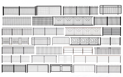 European-style Iron Railing Fence Guardrail Handrail Metal Railing 3d model