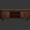Wooden Oval Top Coffee Table With Cabinet Doors And Open Shelf Design