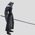 Male warrior game character samurai broadsword warrior 3d model