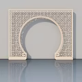 White Hinged Door With Intricate Geometric Pattern Decorative Frame Design 3d model