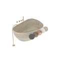 Elegant Freestanding Bathtubs White And Natural Stone With Brass Faucets Knobs