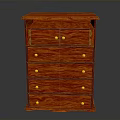 Elegant Red Wooden Chest of Drawers With Multiple Drawers And Yellow Knobs