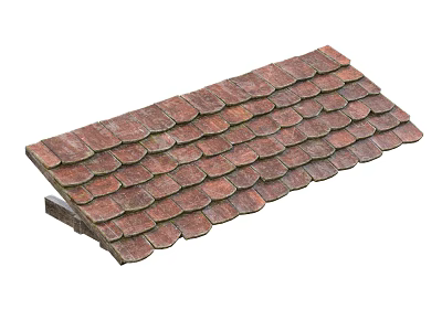 Red Wavy Roof Tiles Neatly Arranged with Overlapping Pattern for Traditional Architecture 3d model