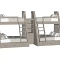 Light Wood Twin Bunk Beds with Ladder Storage Drawers and White Pillows Mattresses