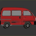 Red Mini Bus with Black Wheels Bumper and Simple Exterior Design 3d model