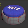 NUT Label Round Button With Blue Top And White Base On Dark Background 3d model
