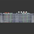 Cartoon Style Multi Layered Building Scaffolding Structure With Colorful Blocks And White Domes