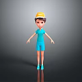 Cartoon Style Game Film Character With Blue Outfit And Yellow Cap