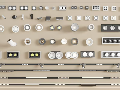 Various Modern LED Downlights and Spotlights in Different Styles for Home Interior Lighting 3d model