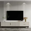 Modern TV Stand Design With Flat Screen TV Vase Table Lamp And Books