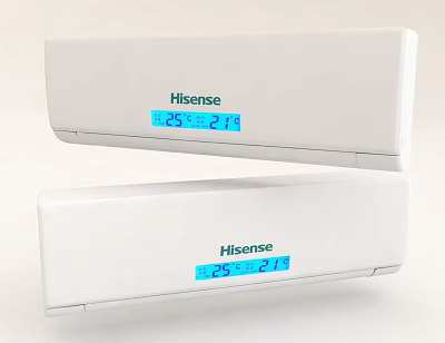 Hisense White Wall Mounted Air Conditioners With Digital Temperature 3d model Hisense White Wall Mounted Air Conditioners With Digital Temperature 3d model