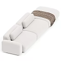 Modern White Modular Sectional Sofa With Upholstered Cushions And Cozy Throw Blanket 3d model