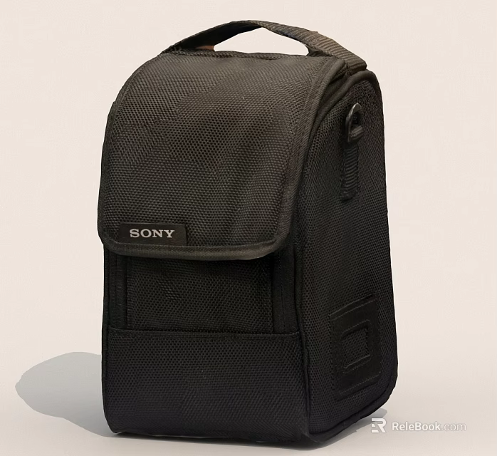 Sony Black Camera Bag With Durable Nylon Fabric And Practical Storage Pockets 3d model 