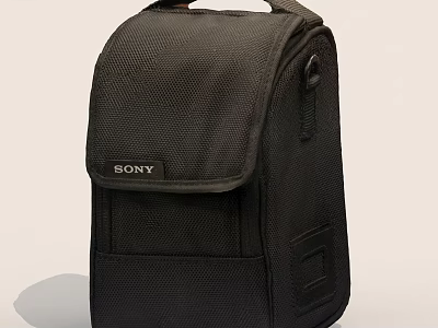 Sony Black Camera Bag With Durable Nylon Fabric And Practical Storage Pockets 3d model