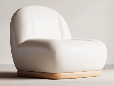 Modern White Leather Single Sofa Interior With Minimalist Design And Wooden Base 3d model