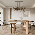 Modern Restaurant Cream Dining Table and Chair Combination 3d model