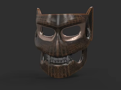 Unique Dark Metallic Hat With Cat Ears And Intricate Patterned Surface 3d model