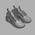 Modern Stylish Sports Shoes With Gray White Mesh Upper Black Accents And Yellow Logo Design