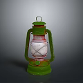 Vintage Green Lantern With Metal Frame And Glass Shade Classic Design