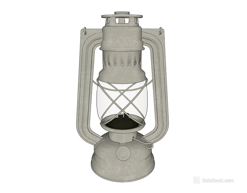 Vintage Candle Lamp With Cross Metal Frame And Transparent Glass Shade Design 3d model 
