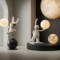 Creative Rabbit Shaped Floor Lamps With Moon Design For Modern Home Interior Decor