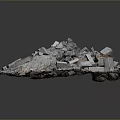 Pile of Rubble and Construction Waste Materials on Ground Surface 3d model