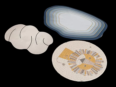 Shaped Rugs with Curved Layered Oval and Circular Lion Pattern Designs for Home Decor 3d model