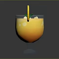 Refreshing Orange Beverage with Ice Cubes Lemon Slice and Green Mint Leaf