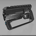 Advanced Futuristic Black Pistol With Tactical Rails Blue Indicator Light And Modern Design