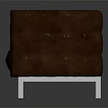 Stylish Brown Upholstered Chair With Padded Armrests And Metal Frame