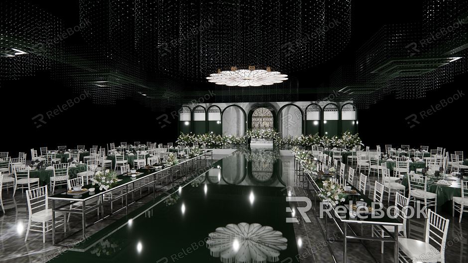 Jane Europe wedding scene wedding venue layout dark green model