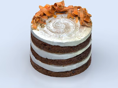 Delicious Layered Cake With White Cream Layers Powdered Sugar And Orange Peel Garnish 3d model