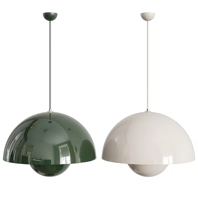 Modern Green and White Hemispherical Pendant Lights for Home Interior Decor 3d model