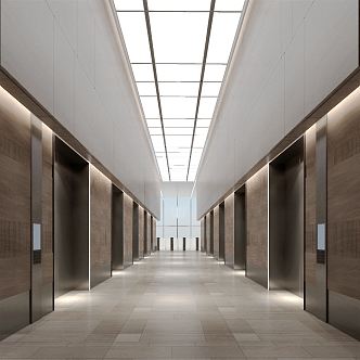 modern elevator hall office elevator hall 3d model