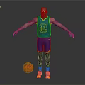 Man in Blue Warriors Basketball Jersey With Arms Outstretched and Orange Basketball